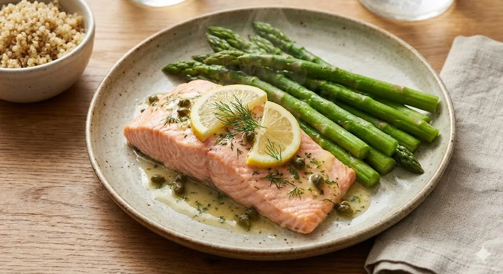 Gedämpfter Lachs mit Spargel